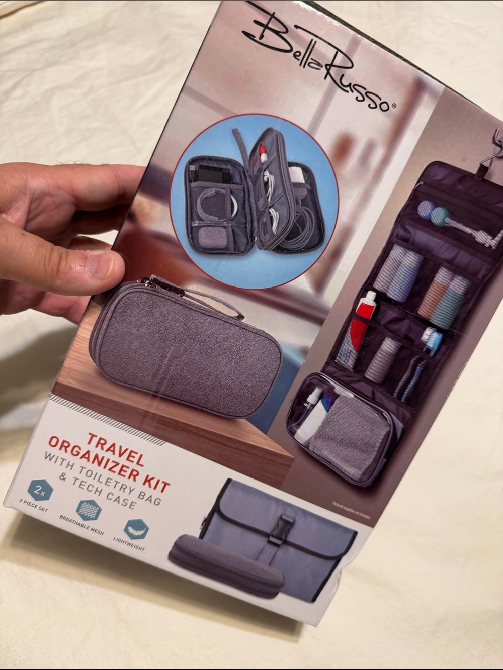 Gray Travel Toiletry & Tech Organizer